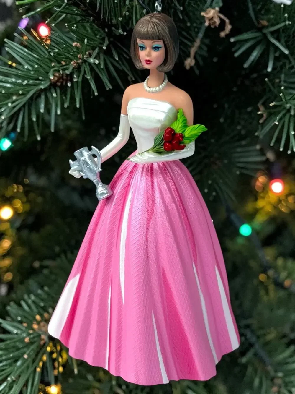 Vintage Hallmark Barbie Ornament Campus Sweetheart 2011 in Box QX8887 Pink Dress